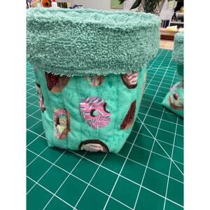 Handmade Donut Vanity Bucket Organizer Terry Lined Quilted 8” Tall Soft Stable